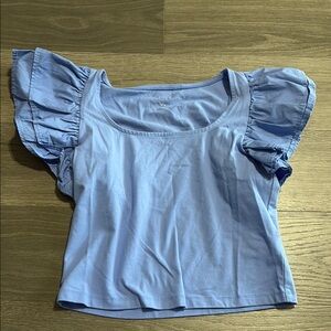 A New Day Purple Ruffled Fitted Blouse